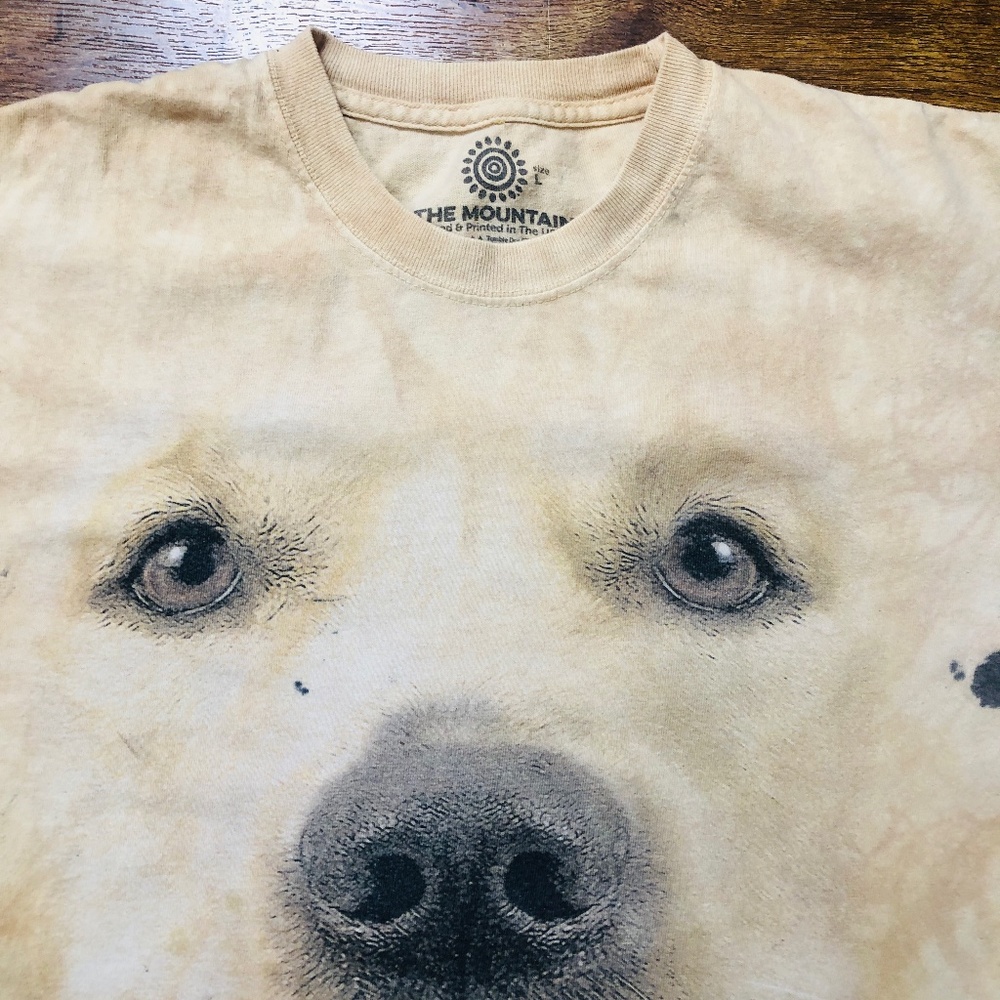 The Mountain Faded ‘Big Face Golden Retriever’ Men’s L T-shirt 100% Cotton